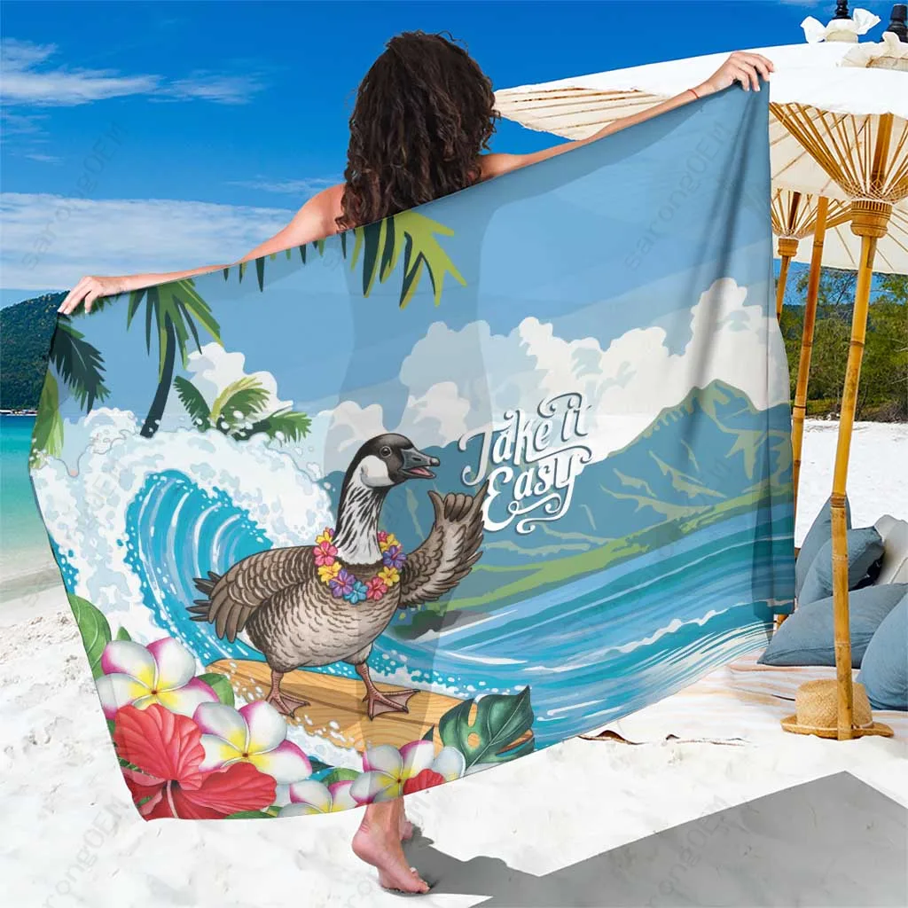 Hawaiian Tropical Print Sarong Beach Wrap Polynesian Style Island Resort Cover Up Wholesale Pareo - main view