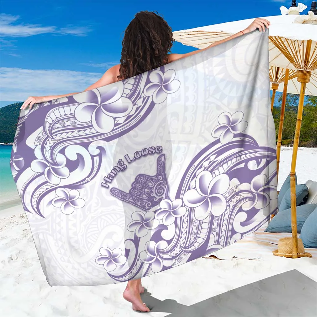 Purple Aloha Hawaii Shaka Sarong with Floral Palm Tribal Print Beach Wrap Pareo for Resort Wholesale - main view