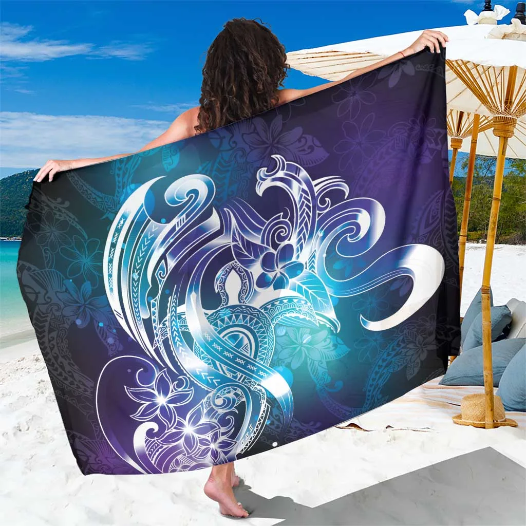 Aloha Hawaii Turtle Sarong Teal Purple Ribbon - main view