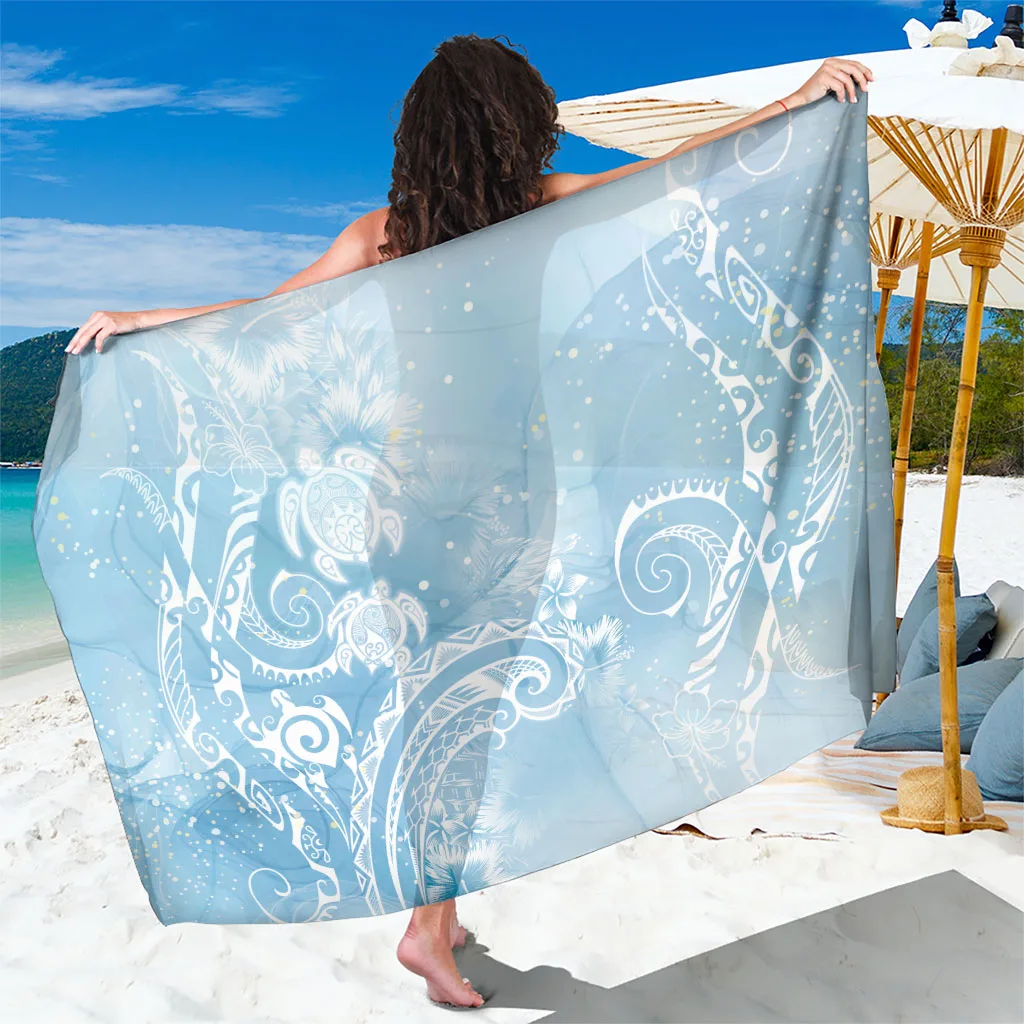 Aloha Hawaii Turtles Floral Sarong Aqua Marbles Glaze - main view