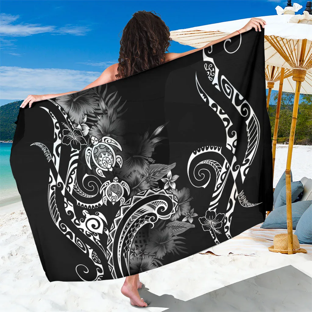 Obsidian Glaze Aloha Hawaii Turtles Floral Sarong Beach Wrap Summer Island Cover Up Wholesale Pareo - main view