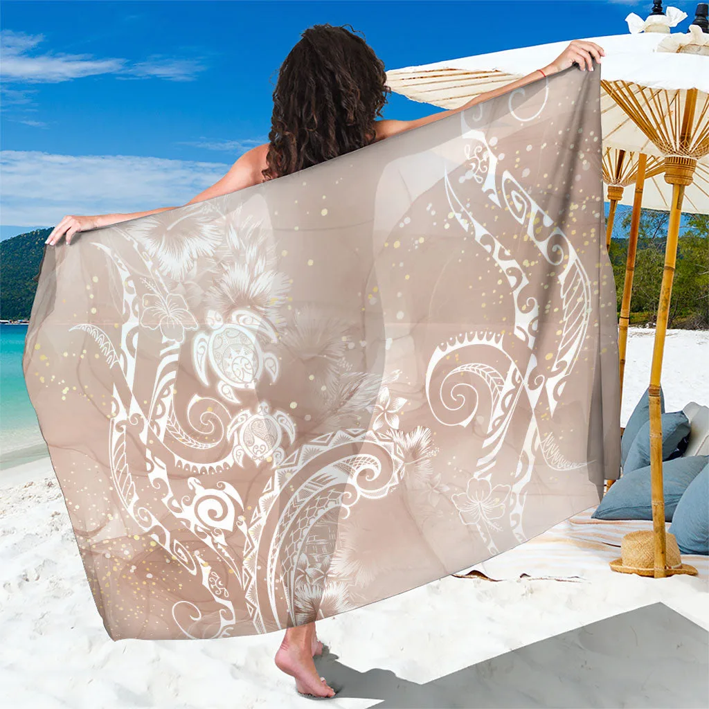 Taupe Marbles Glaze Turtles Hawaii Floral Print Sarong Tropical Beach Wrap Wholesale Pareo - main view