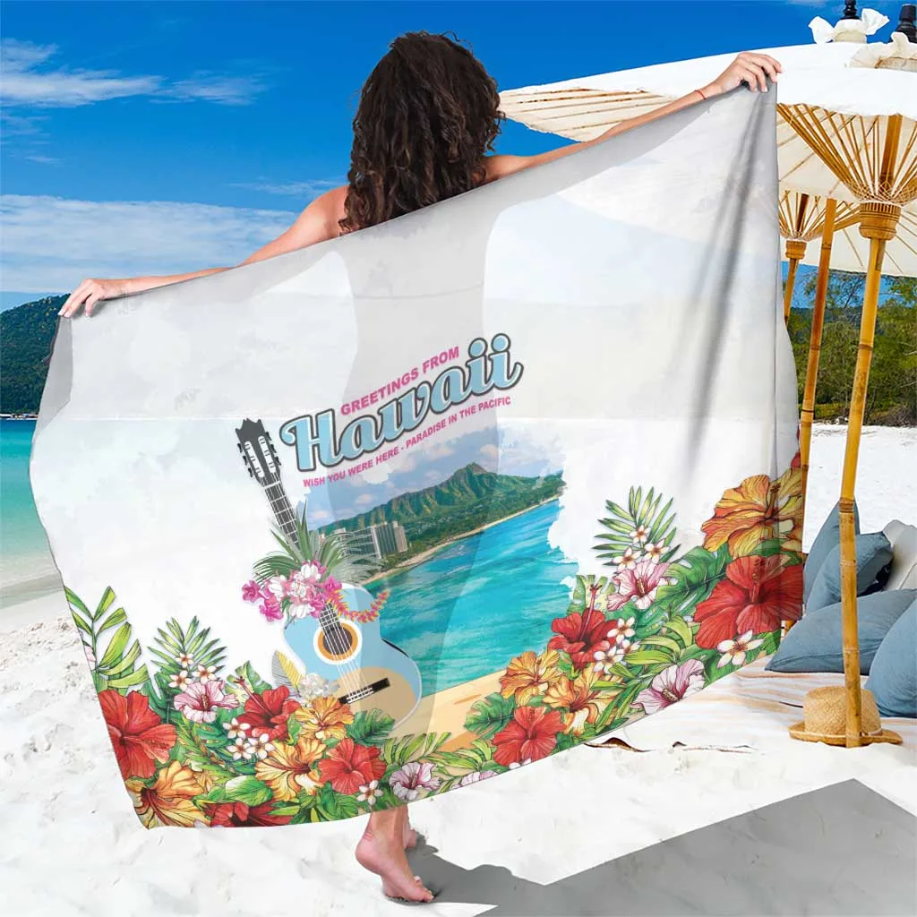 Aloha Hawaii Waikiki Beach Landscape Sarong - main view