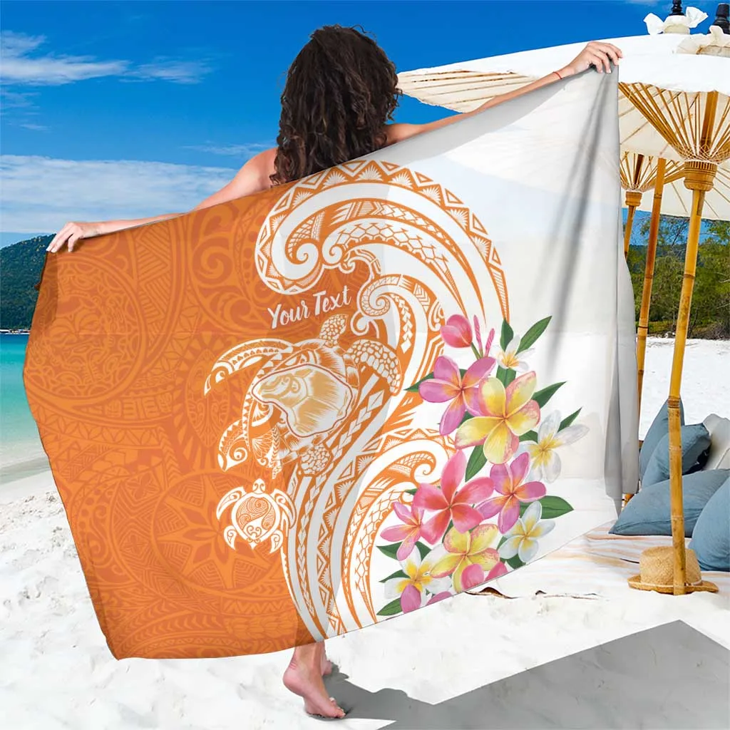 Orange Turtle Hibiscus Print Sarong Hawaiian Tropical Beach Wrap Pareo for Resort Hotel Wholesale Custom - main view