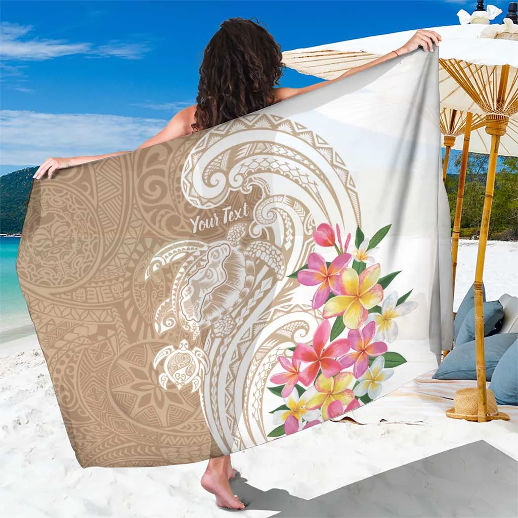 Aloha Niihau Island Personalized Sarong Beige Dreamy Turtle - main view