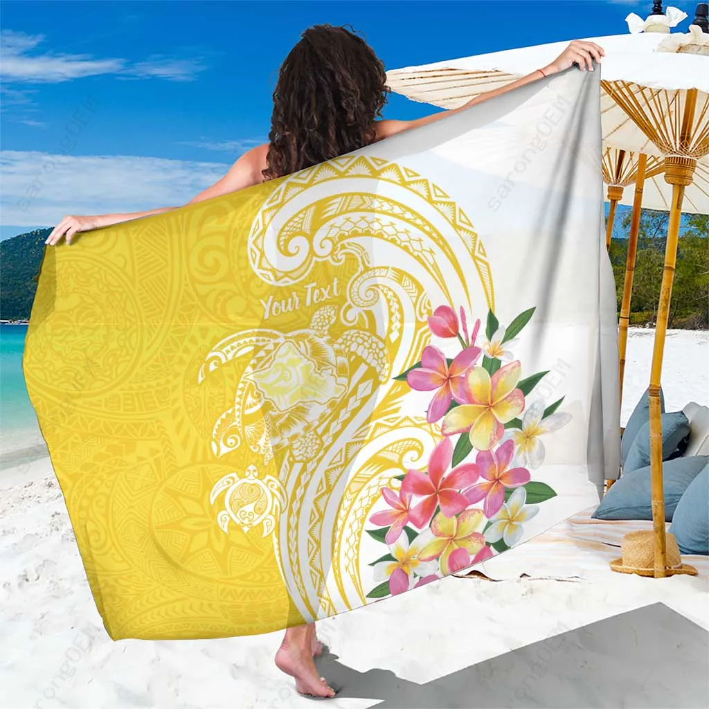 Yellow Turtle Hibiscus Print Sarong Hawaiian Tropical Beach Wrap Pareo Wholesale Custom - related