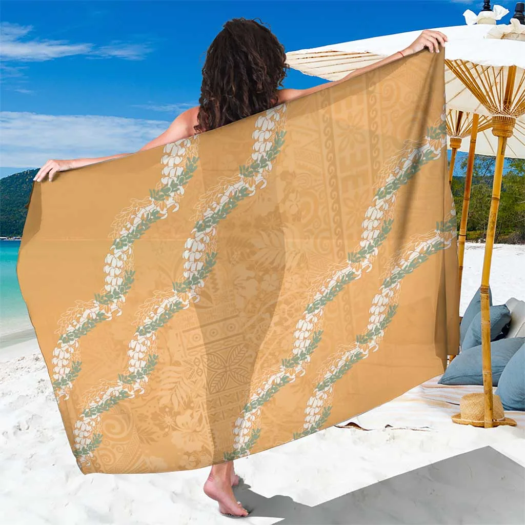 Gold Hawaiian Pakalana Puakenikeni Lei Floral Tribal Print Sarong Polynesian Beach Wrap Wholesale Pareo - main view