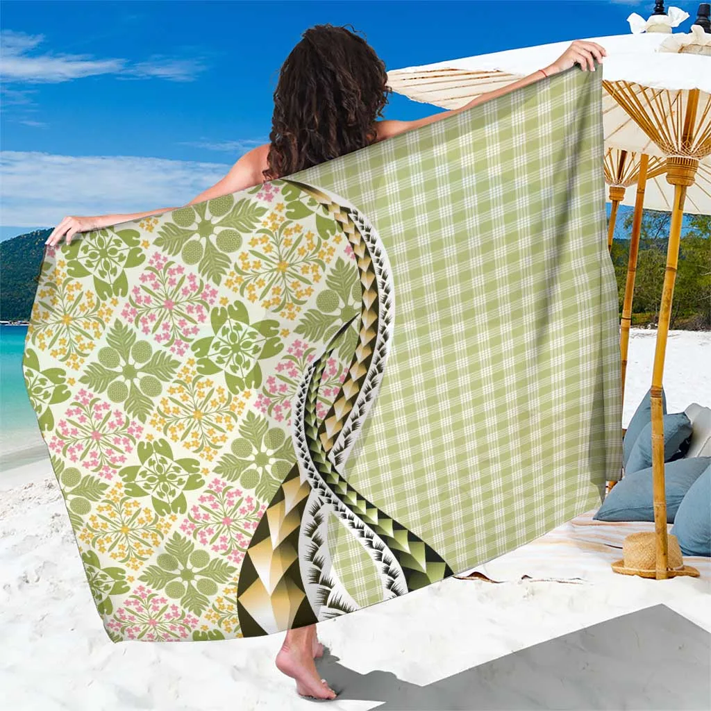 Aloha Vintage Palaka Floral Hawaiian Quilt Sarong Omaomao Motif Beach Wrap Cover Up Wholesale Pareo - main view