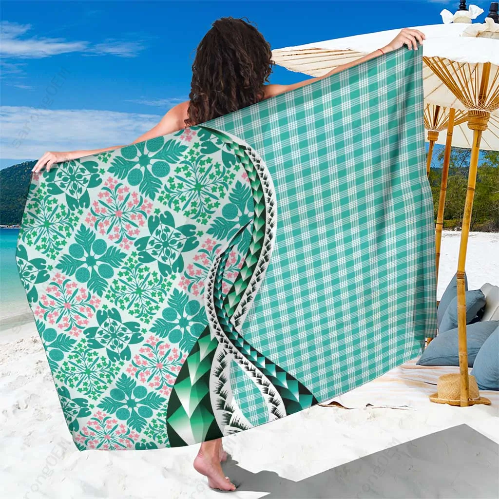 Yellow Vintage Palaka Floral Hawaiian Quilt Sarong Polynesian Beach Wrap Pareo Wholesale - main view