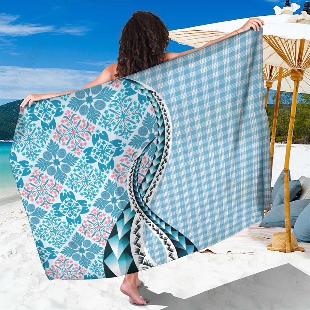 Vintage Brown Floral Palaka Motif Sarong Hawaiian Island Beach Wrap Pareo Wholesale - main view