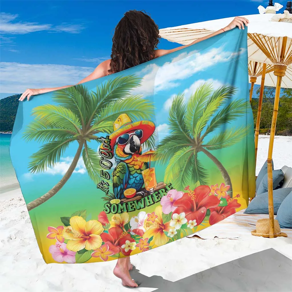 Colorful Parrot Palm Tropical Print Sarong Hawaiian Beach Wrap Cover Up Wholesale Pareo - main view