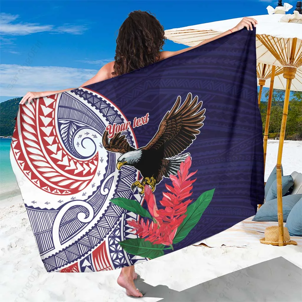 Floral Polynesian Samoa Teuila Hibiscus Plumeria Print Sarong Beach Wrap Pareo Summer Island Cover Up Wholesale - main view