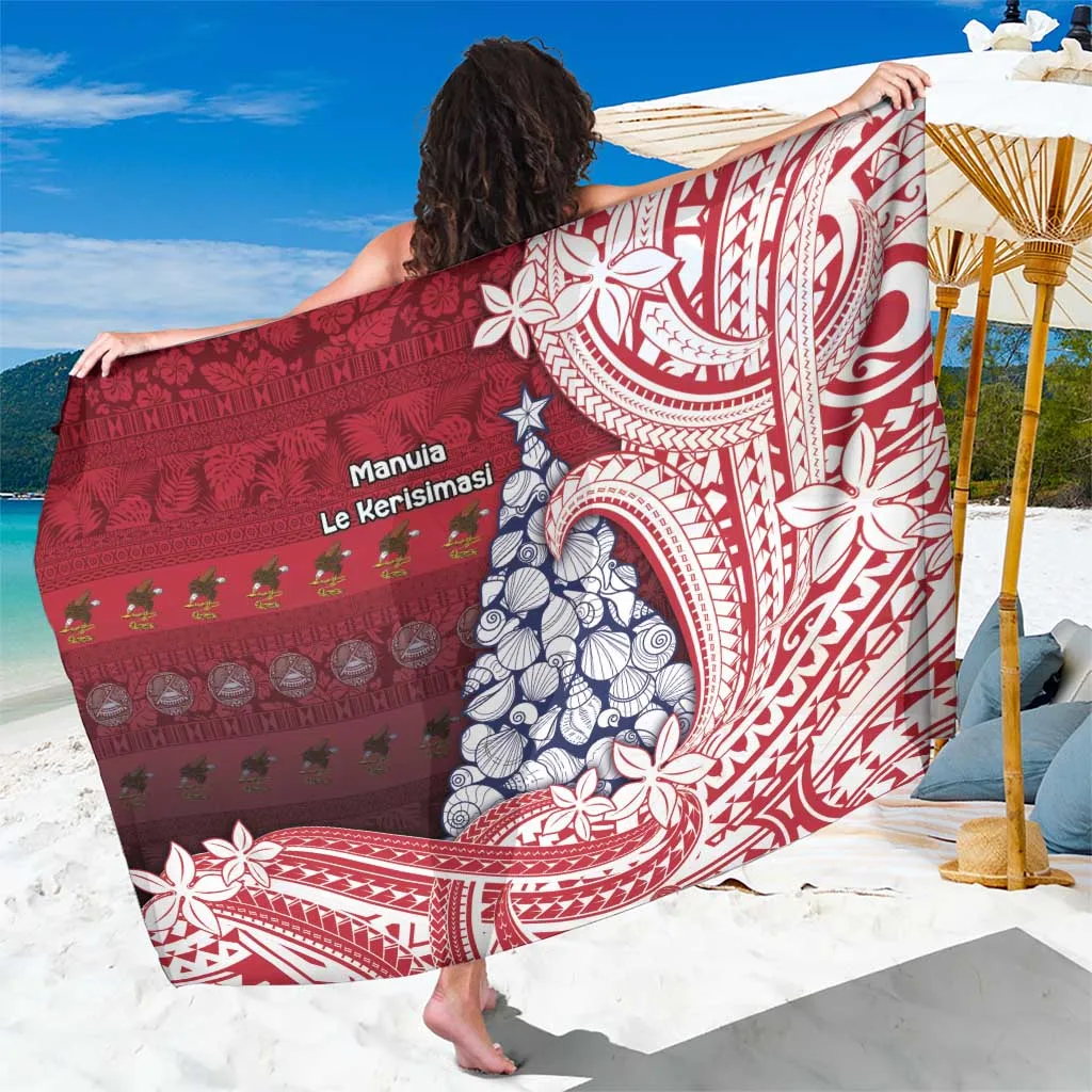 American Samoa Christmas Sarong Seashell Xmas Tree Tribal Waves - main view