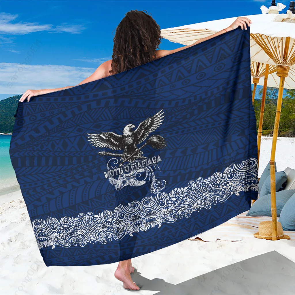 Black Eagle Sea Turtle Tribal Tattoo Polynesian Print Sarong Beach Wrap Cover Up for Resort Hotel Wholesale Pareo - main view