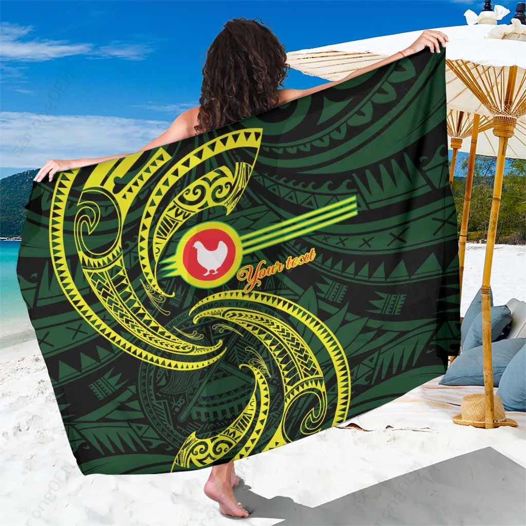 Blue Wave Samoa Tribal Personalized Print Sarong Polynesian Island Style Beach Wrap Wholesale Pareo - main view