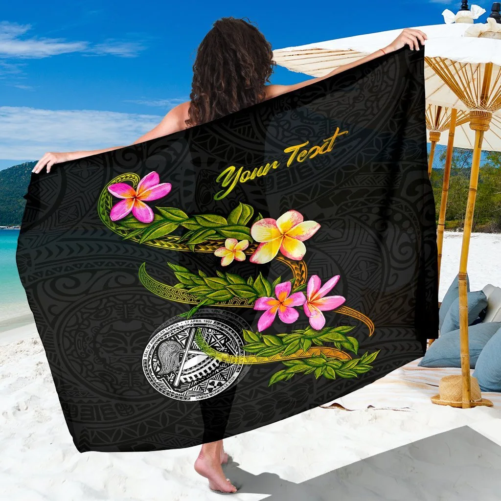 White Plumeria Tribal Polynesian Print Sarong Beach Wrap Custom OEM Pareo for Resort Hotel - main view