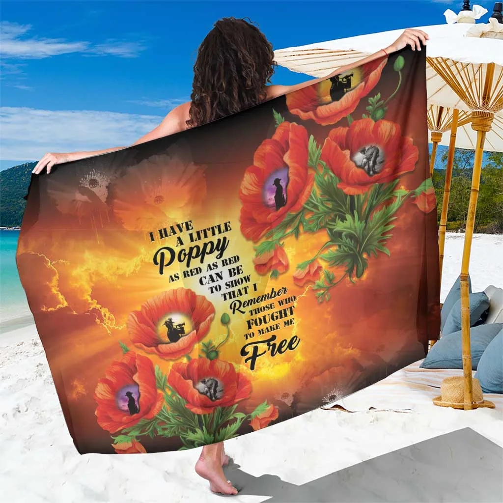 Red Anzac Day Poppy Floral Print Sarong Honoring The Anzac Spirit Beach Wrap Wholesale Pareo - main view