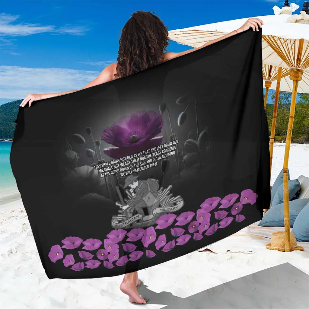 Purple Poppy Anzac Day Remembrance Floral Print Sarong South Pacific Resort Beach Wrap Wholesale Pareo - main view