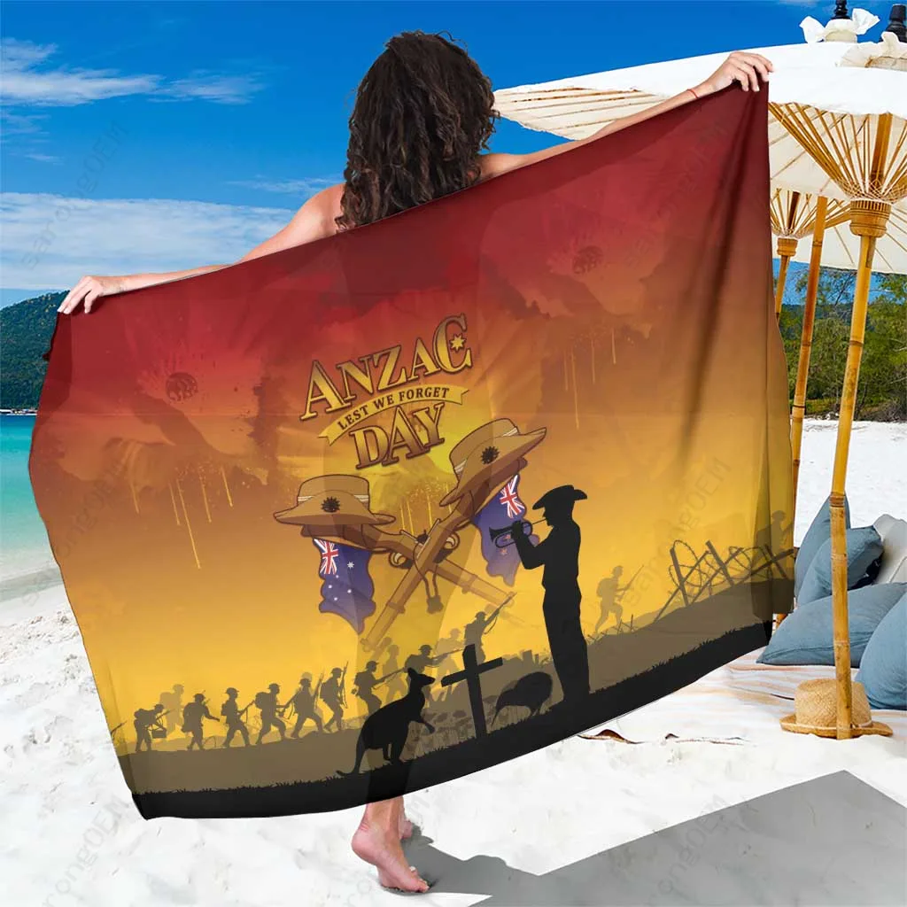 Army Green Anzac Day Slouch Hats Camo Print Sarong South Pacific Resort Beach Wrap Wholesale Pareo - main view