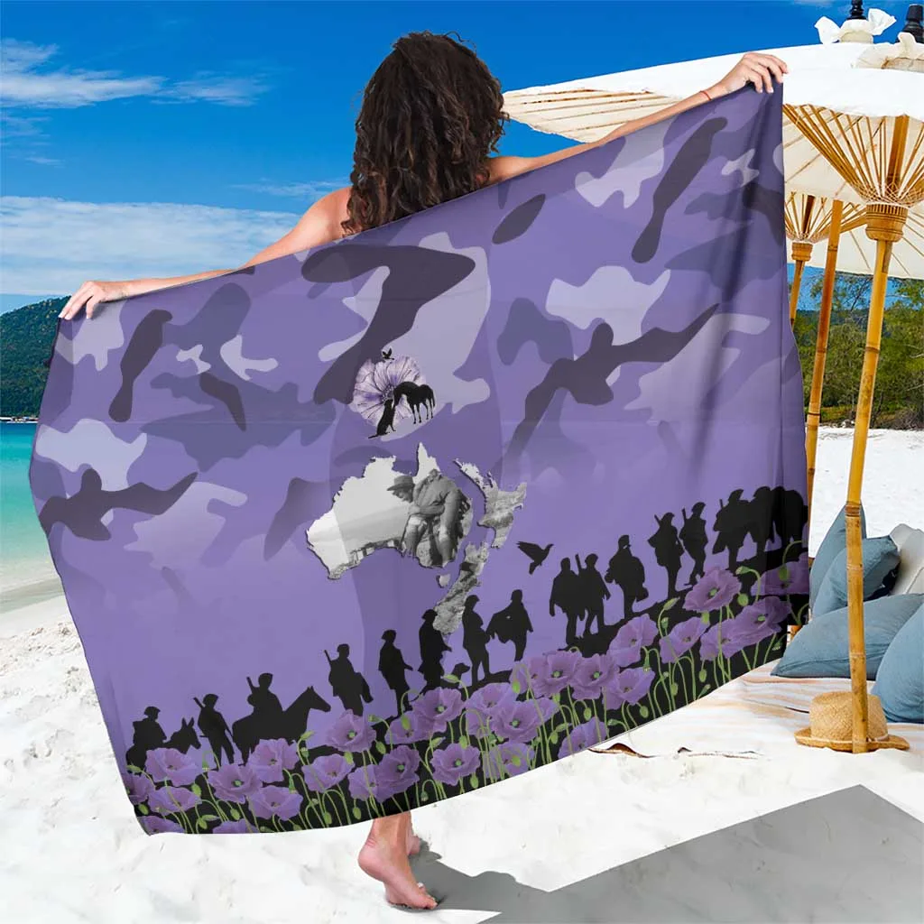 Blue Anzac Day Poppy Camouflage Tribal Print Sarong South Pacific Memorial Beach Wrap Wholesale Pareo - main view