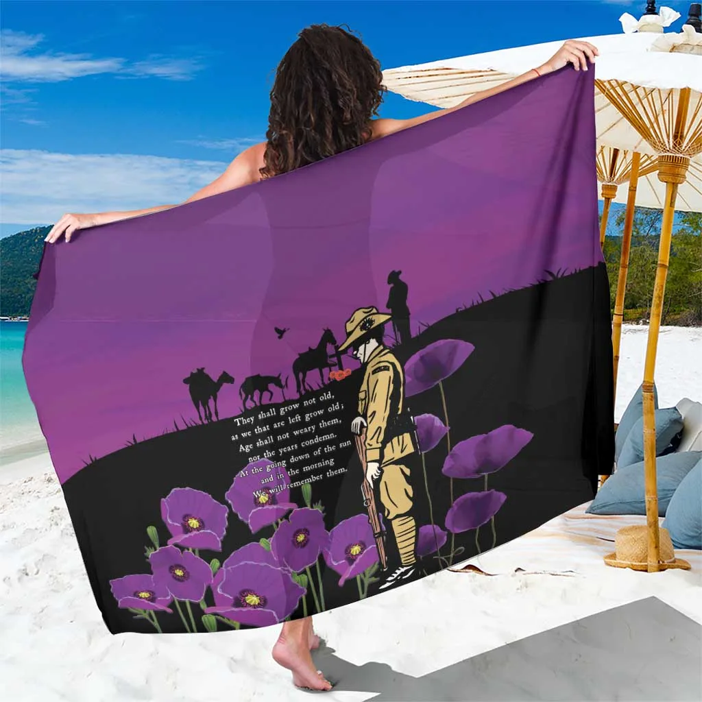 Dark Blue Anzac Soldier & War Animals Sarong South Pacific Tribute Beach Wrap Wholesale Pareo - main view