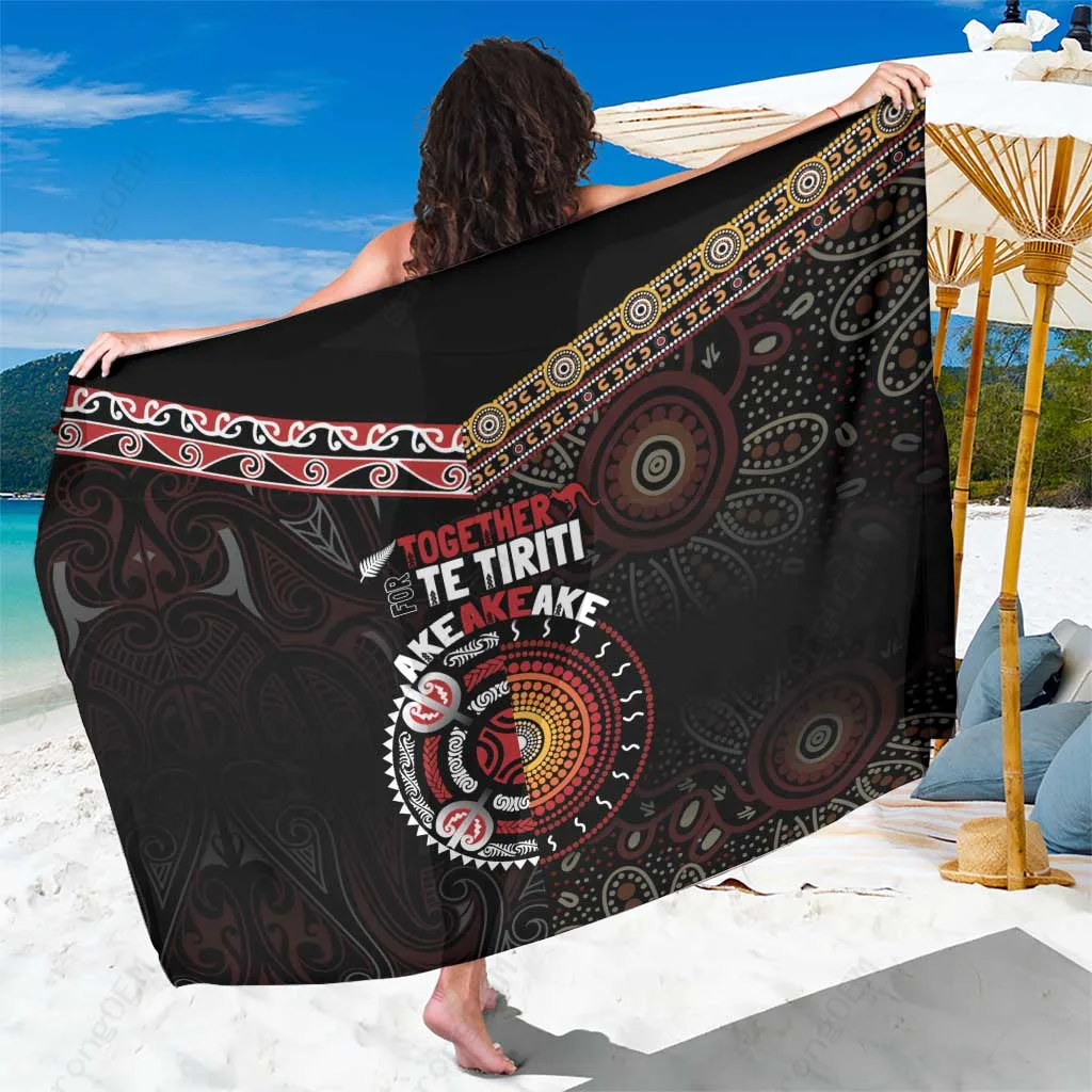 Indigenous Tiki Tribal Print Sarong Beach Wrap South Pacific Island Cover Up Pareo Wholesale - main view