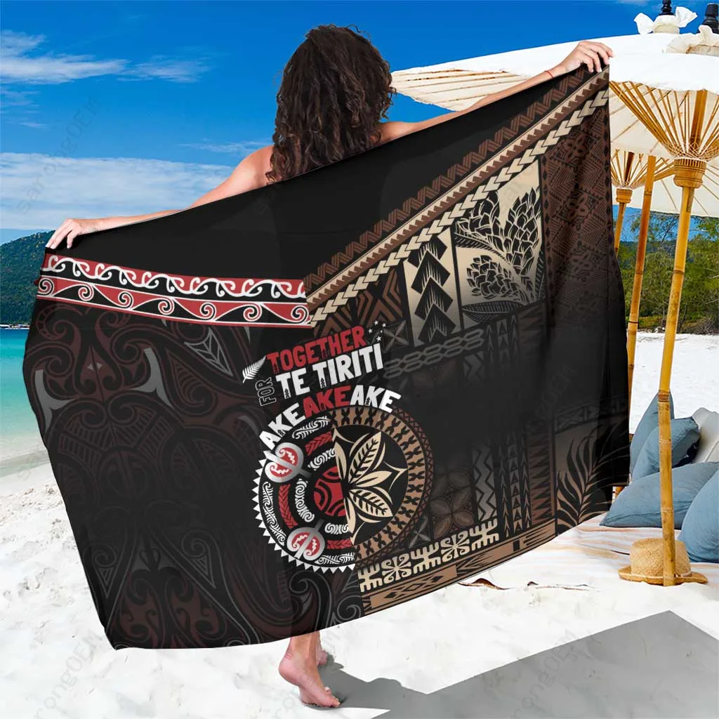 Samoa Siapo Kowhaiwhai Mix Print Sarong Beach Wrap Polynesian Island Cover Up Wholesale Pareo