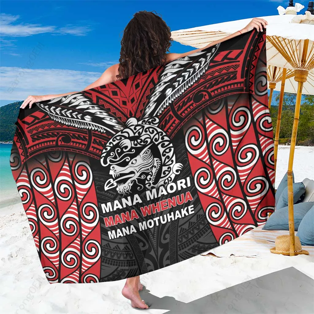 Black Maori Tribal Gold Pattern Print Sarong South Pacific Island Beach Wrap Wholesale Pareo - main view