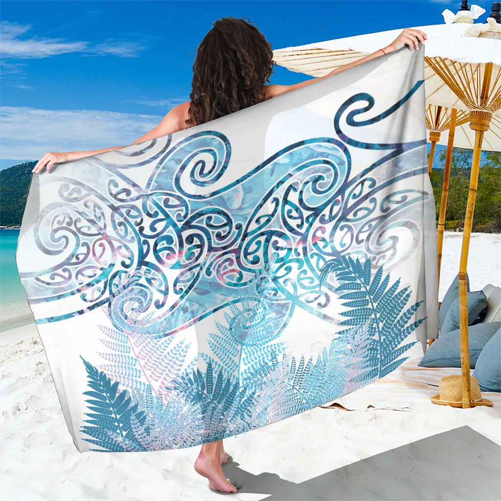 Aotearoa Maori Koru Curves Sarong Aqua Paua Shell - main view