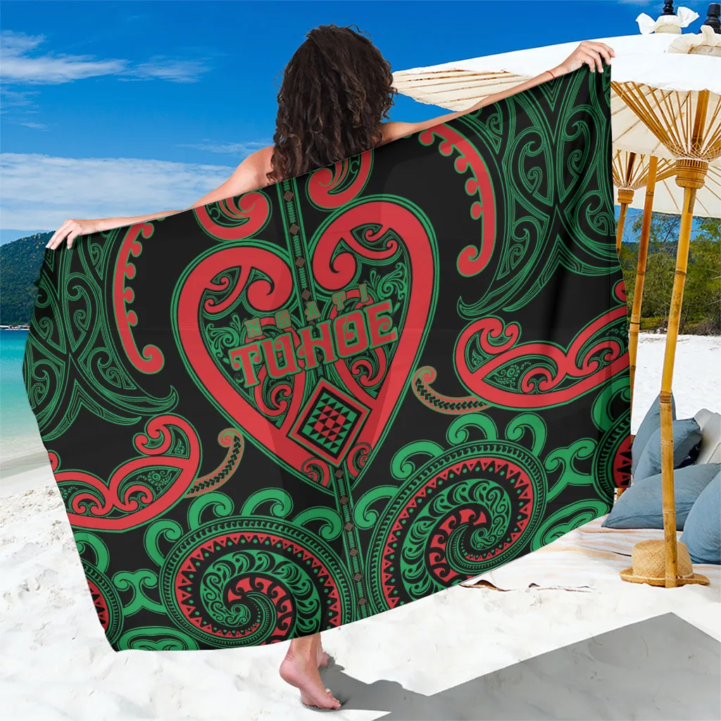 Black Gold Maori Tribal Geometric Print Sarong Polynesian South Pacific Beach Wrap Pareo Wholesale - main view