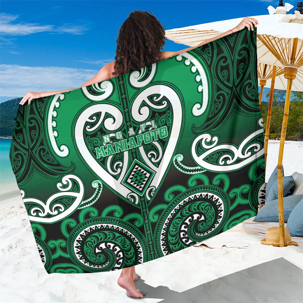 Black Tribal Geometric Pattern Print Sarong Polynesian Ethnic Style Beach Wrap Wholesale Pareo - main view