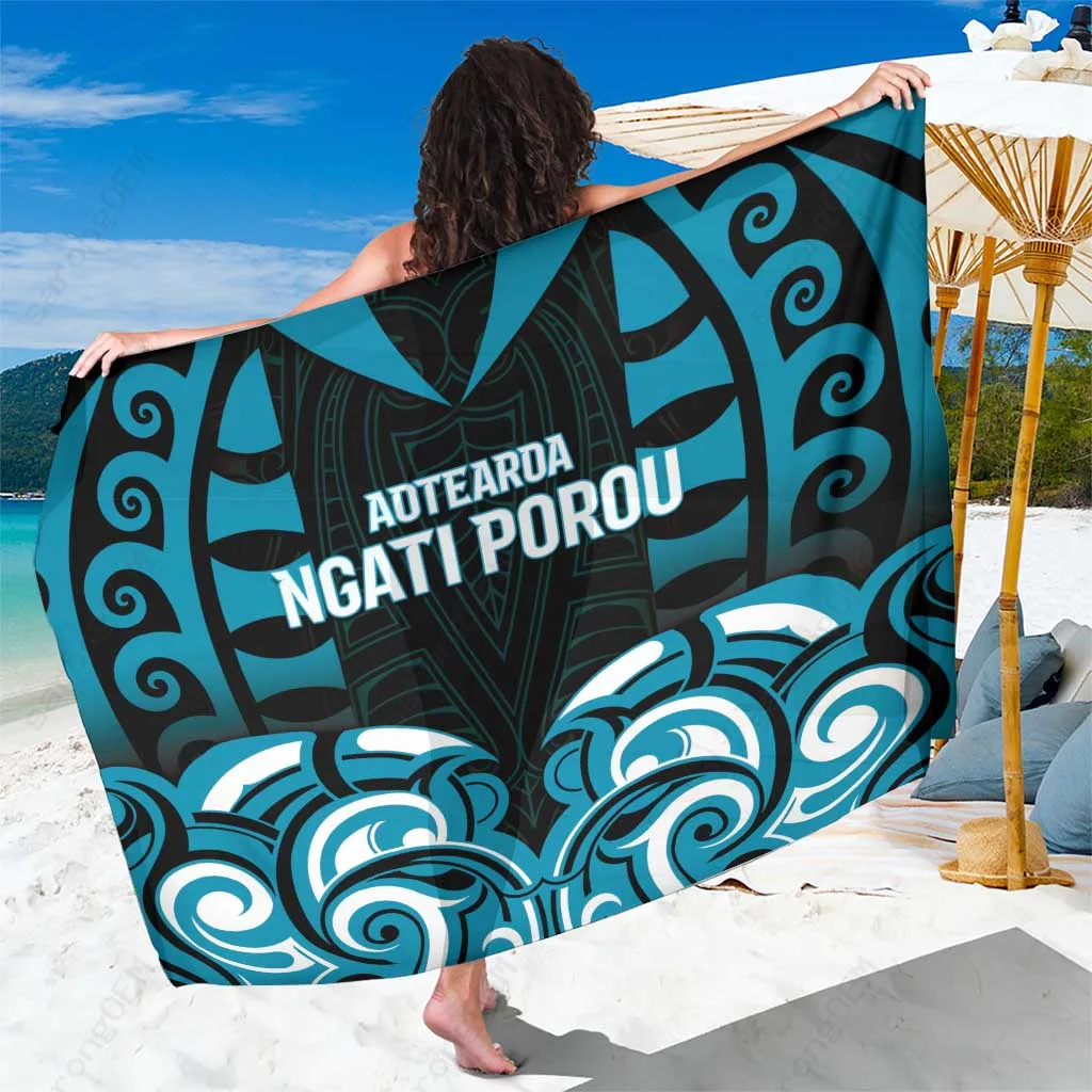 Red Brown Maori Tribal Wave Turtle Mandala Print Sarong South Pacific Beach Wrap Pareo Wholesale - main view