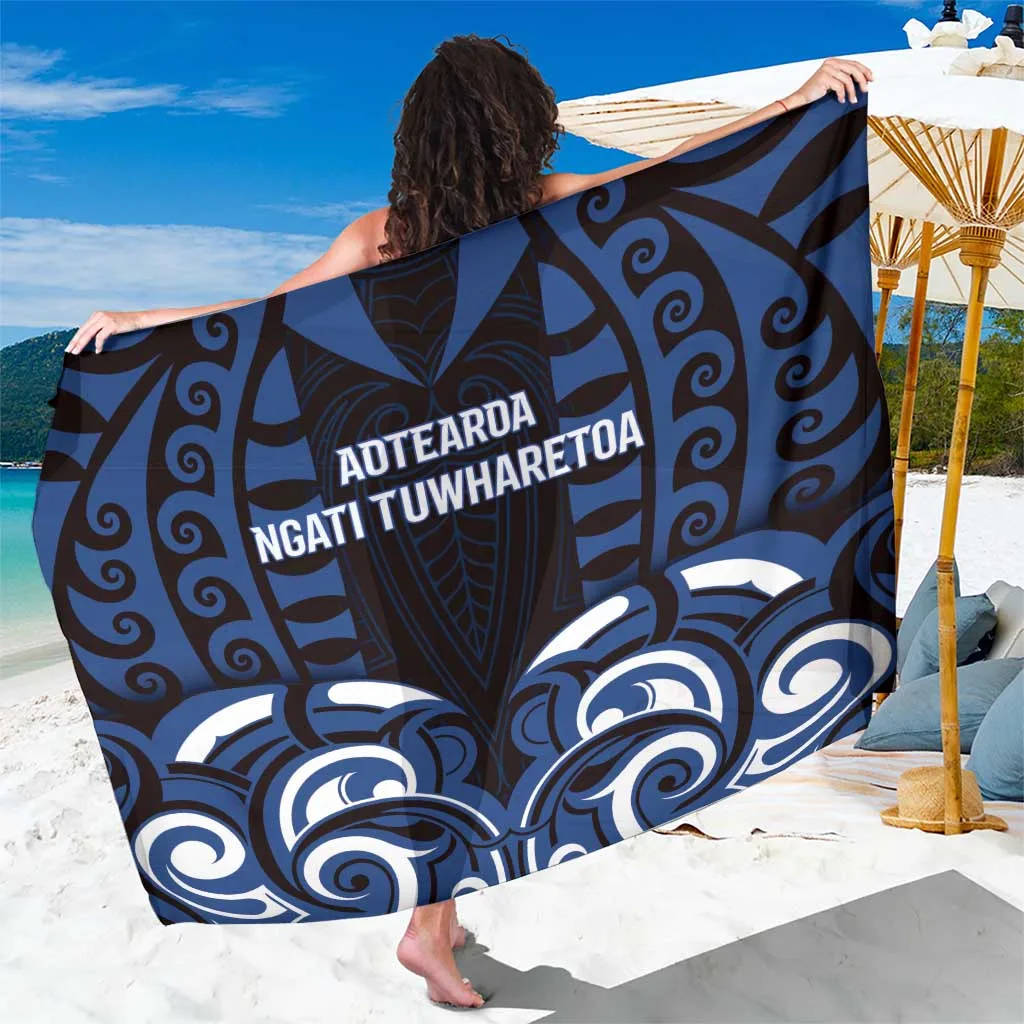 Black Maori Tribal Pattern Print Sarong New Zealand South Pacific Culture Beach Wrap Wholesale Pareo - main view