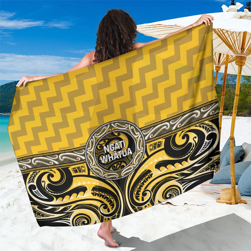 Black Polyester Maori Iwi Poutama Puhoro Tattoo Print Sarong Beach Wrap Polynesian Tribal Island Resort Cover Up Wholesale Pareo - main view