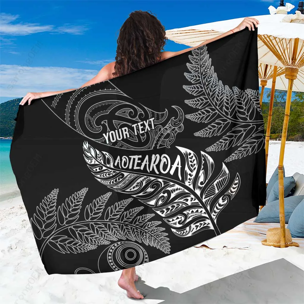 Black Tribal Silver Fern Maori Sarong Polynesian Beach Wrap Cover Up Rayon Pareo Wholesale