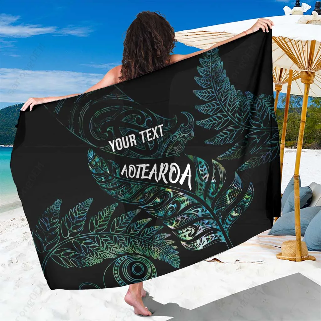 Silver Tribal Fern Shell Sarong Polynesian Beach Wrap Pareo South Pacific Island Cover Up Wholesale - main view
