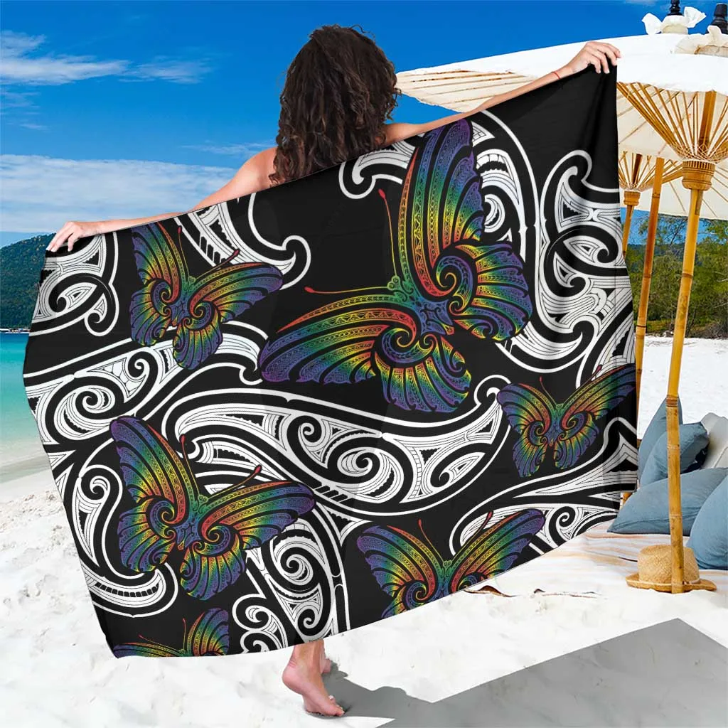 Rainbow Butterfly Pride Sarong Aotearoa Takatapui Free To Love Beach Wrap Wholesale Pareo - main view