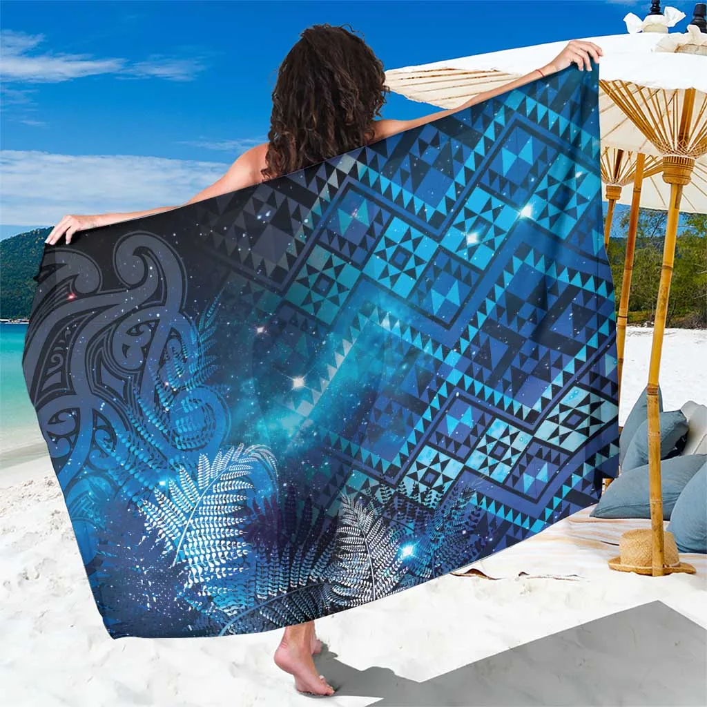Cosmic Blue Matariki Taniko Geometric Print Sarong Polynesian Beach Wrap Cover Up Wholesale Pareo - main view