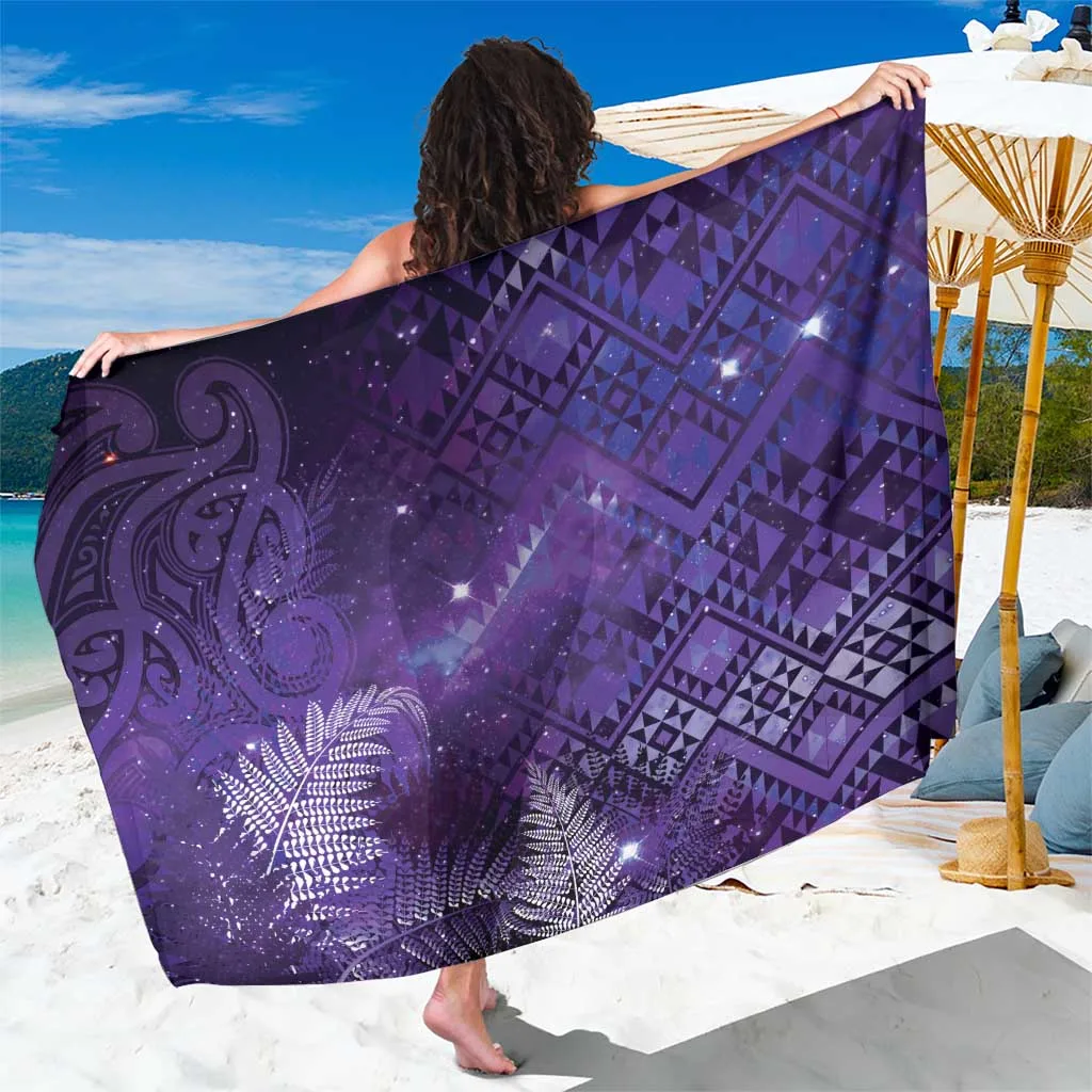 Cosmic Violet Matariki Taniko Tribal Print Sarong Polynesian Beach Cover Up Wholesale Pareo - main view