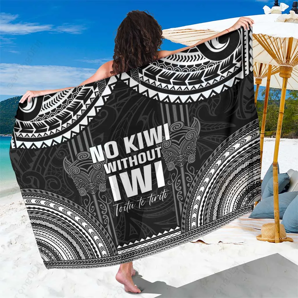 Natural Beige Tribal Feather Print Sarong Polynesian Island Beach Wrap Cover Up Wholesale Pareo - main view