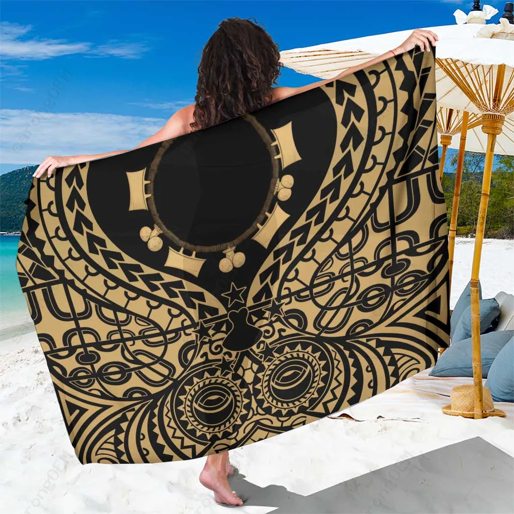 Gold Star Motif Print Sarong South Pacific Tropical Beach Wrap Pareo Wholesale - main view
