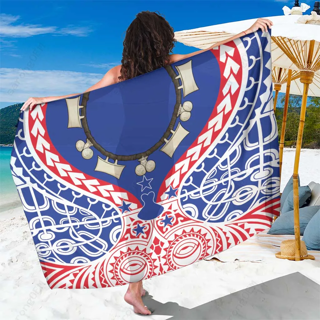 Red Star Pattern Tropical Print Sarong Polynesian Island Beach Wrap Pareo Wholesale - main view