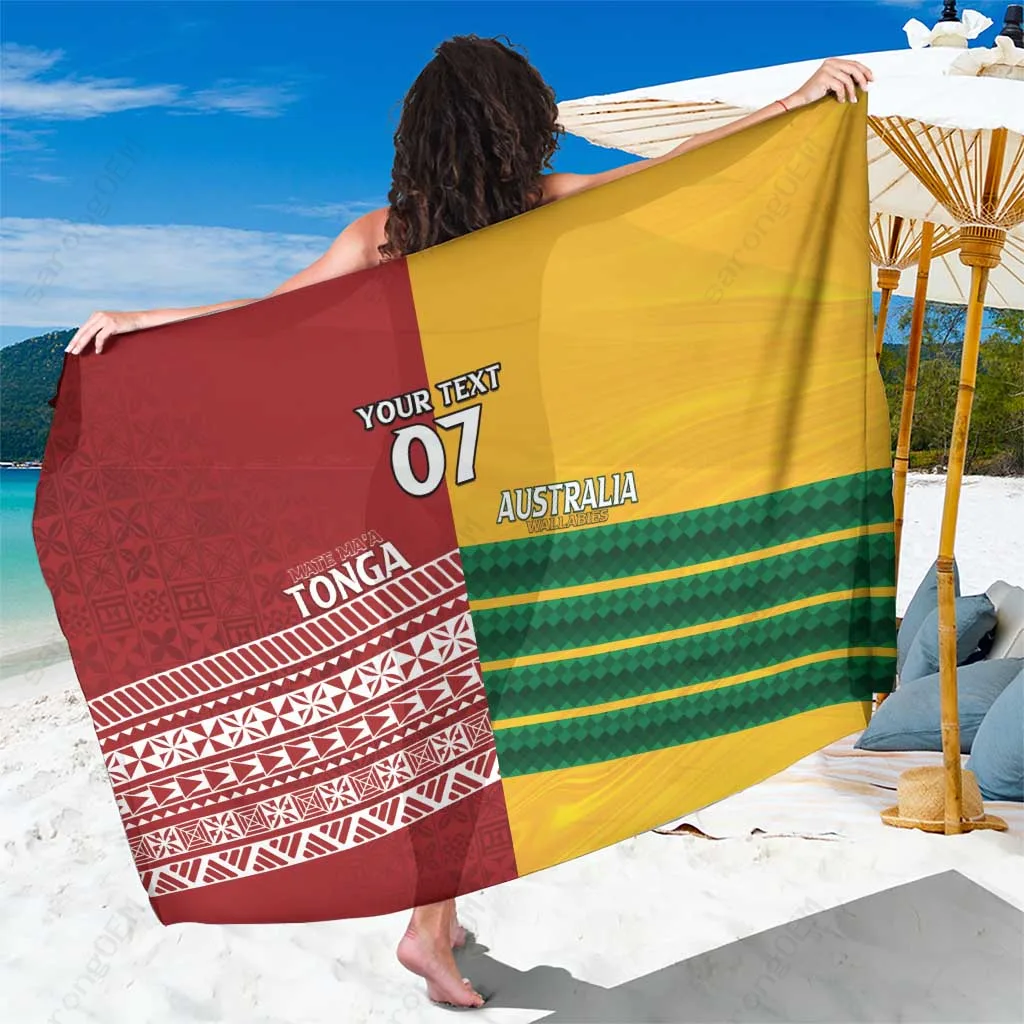 Navy Tonga Rugby Custom Sarong Minimalist Dynamic Print South Pacific Island Beach Wrap Wholesale Pareo - main view