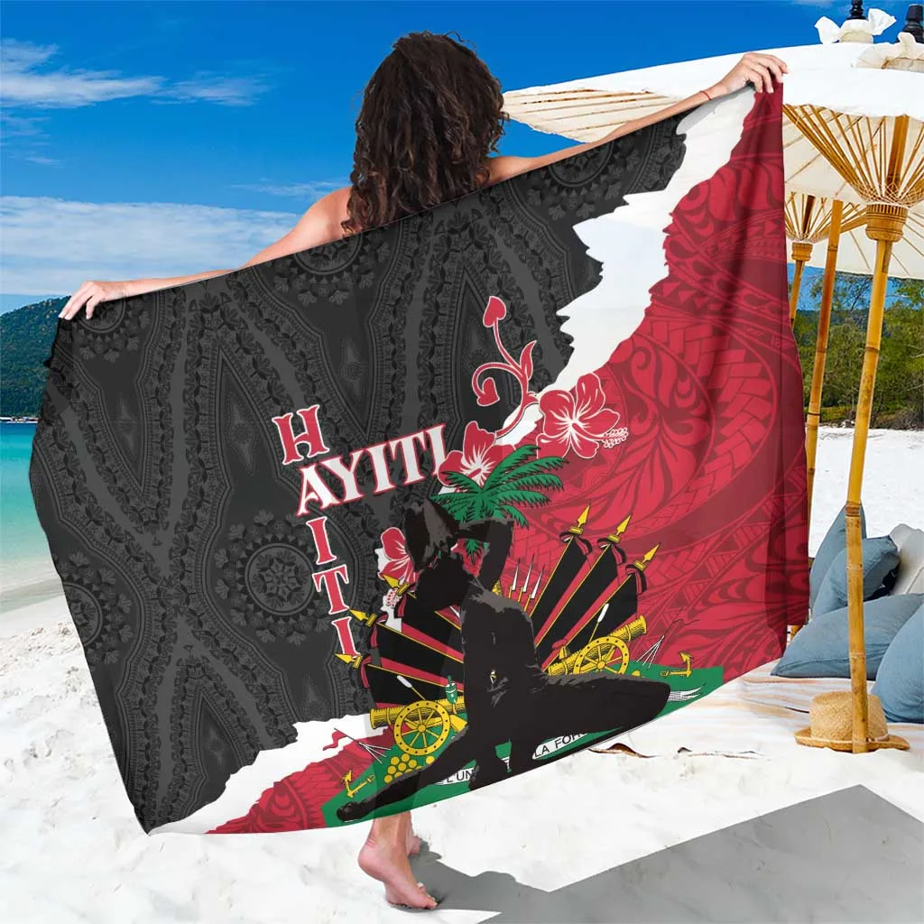 Black Polynesian Turtle Hibiscus Plumeria Print Sarong Beach Wrap Resort Cover Up Wholesale Pareo - main view