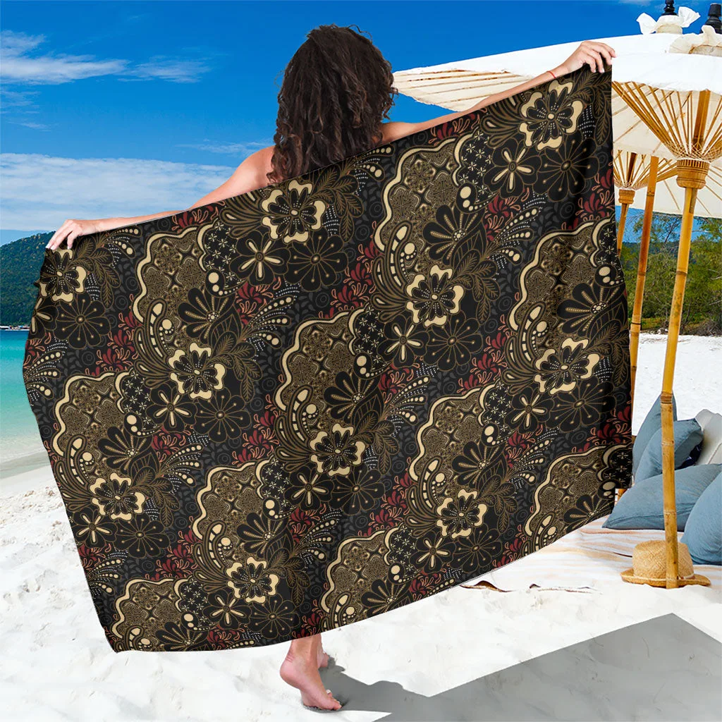 Navy Batik Sekar Jagad Sarong Indonesian Traditional Pattern Tropical Beach Wrap Wholesale Pareo - main view