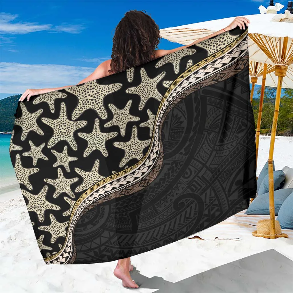 Beige Polynesian Starfish Unique Pattern Sarong Beach Wrap Summer Island Cover Up Wholesale Pareo - main view