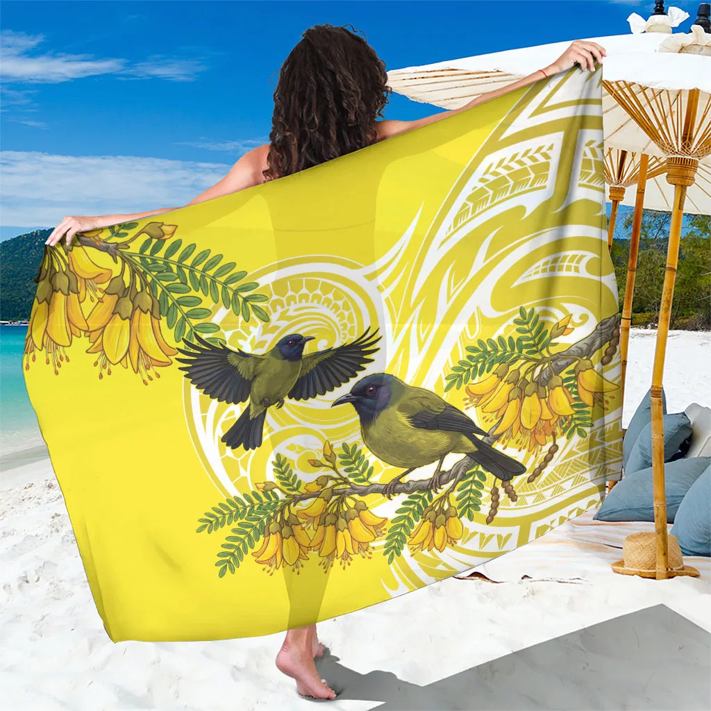 Bellbird New Zealand Sarong Korimako Kowhai Maori Pattern - main view