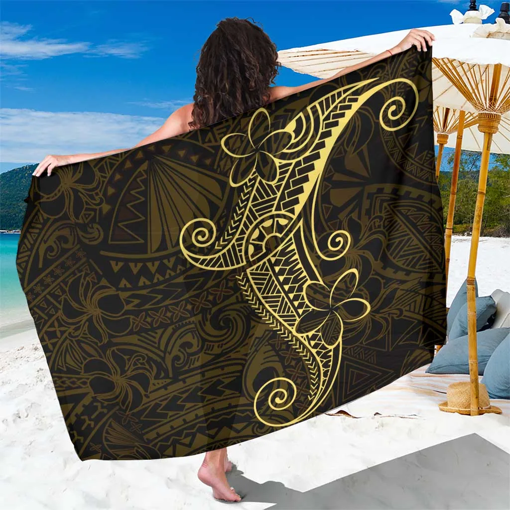 Black Gold Polynesian Tribal Print Sarong Beach Wrap Pareo for Resort Hotel Wholesale - main view