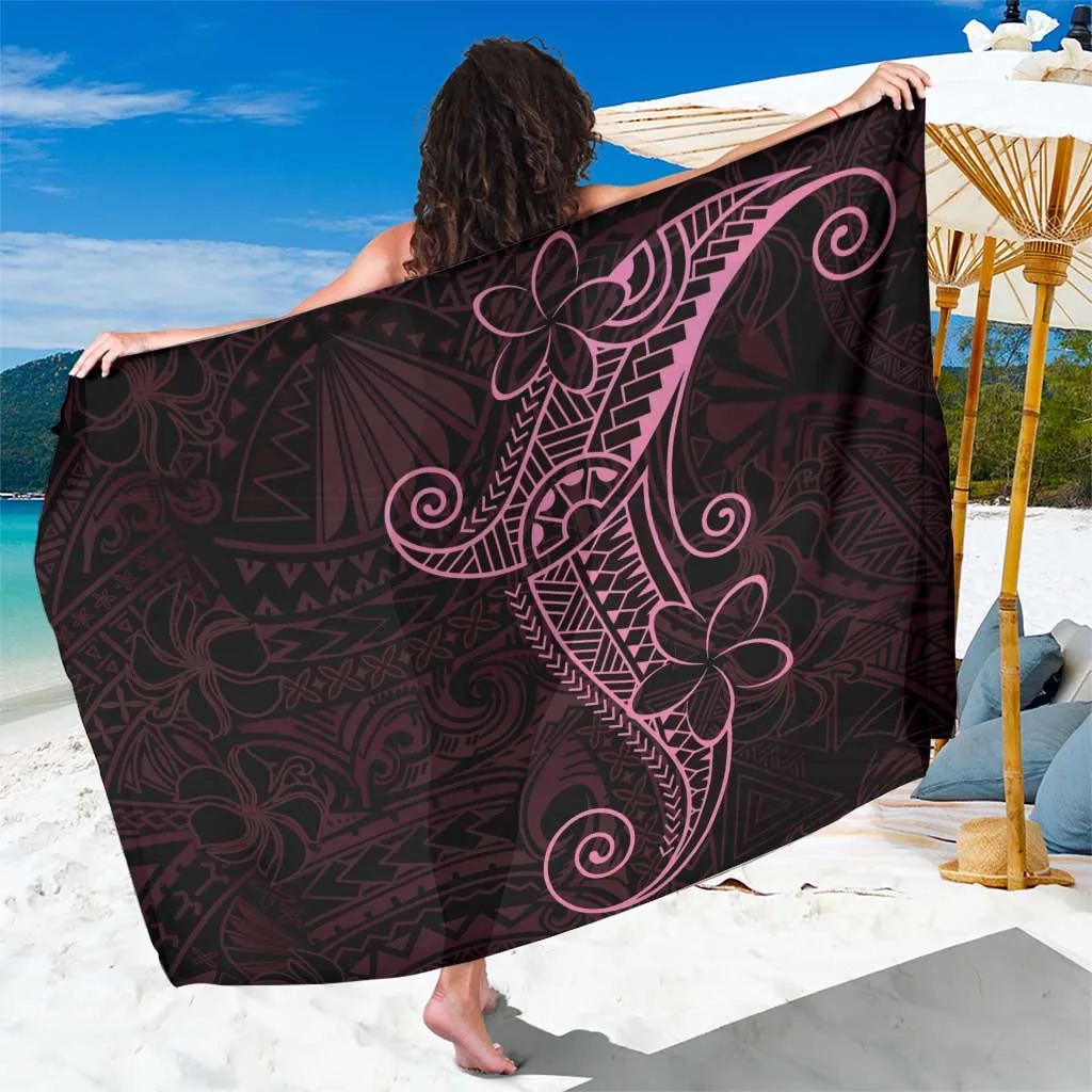 Black Pink Polynesian Tribal Print Sarong Beach Wrap for Resort Hotel Wholesale Pareo - main view
