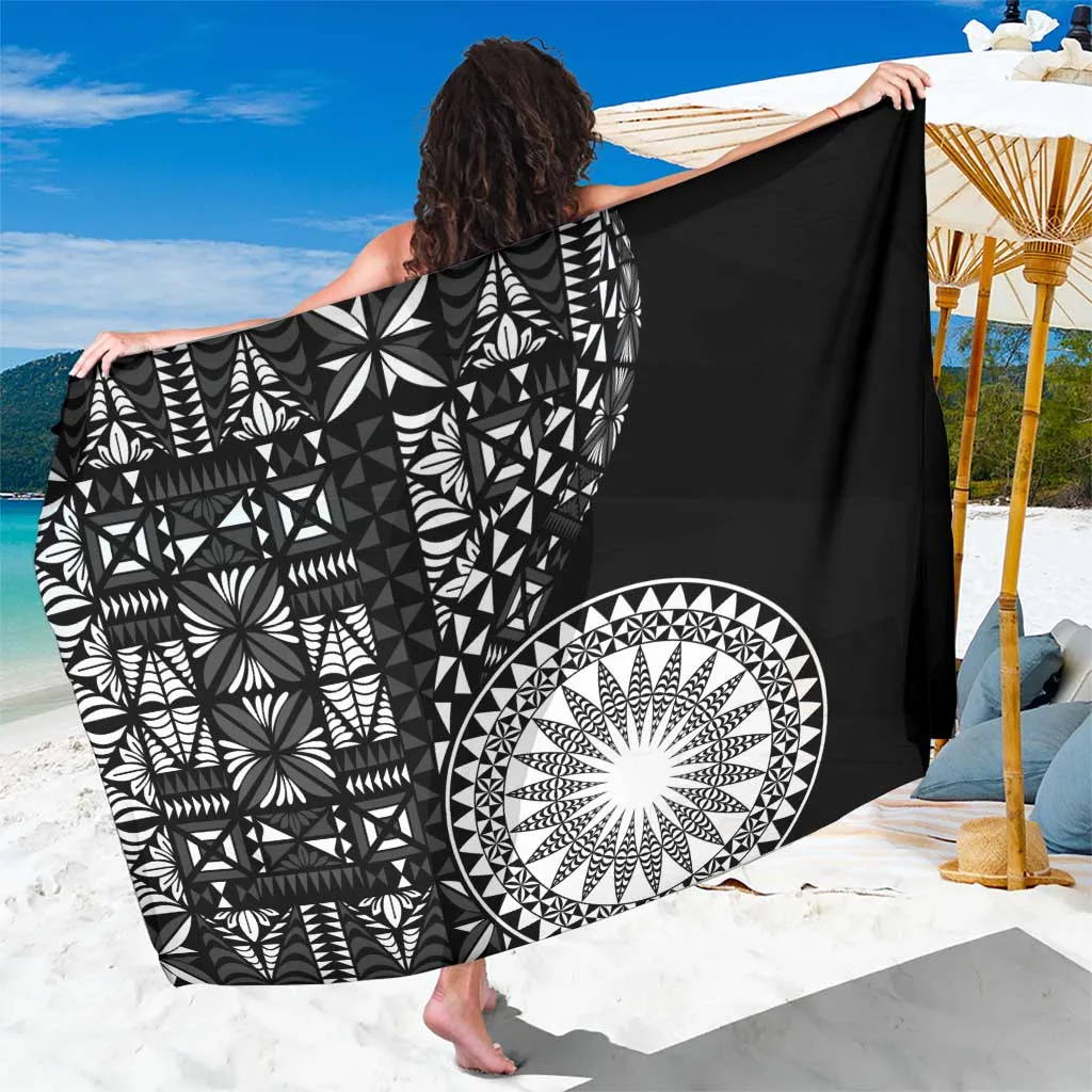 Black Tongan Ngatu Fonulei Pattern Sarong - main view